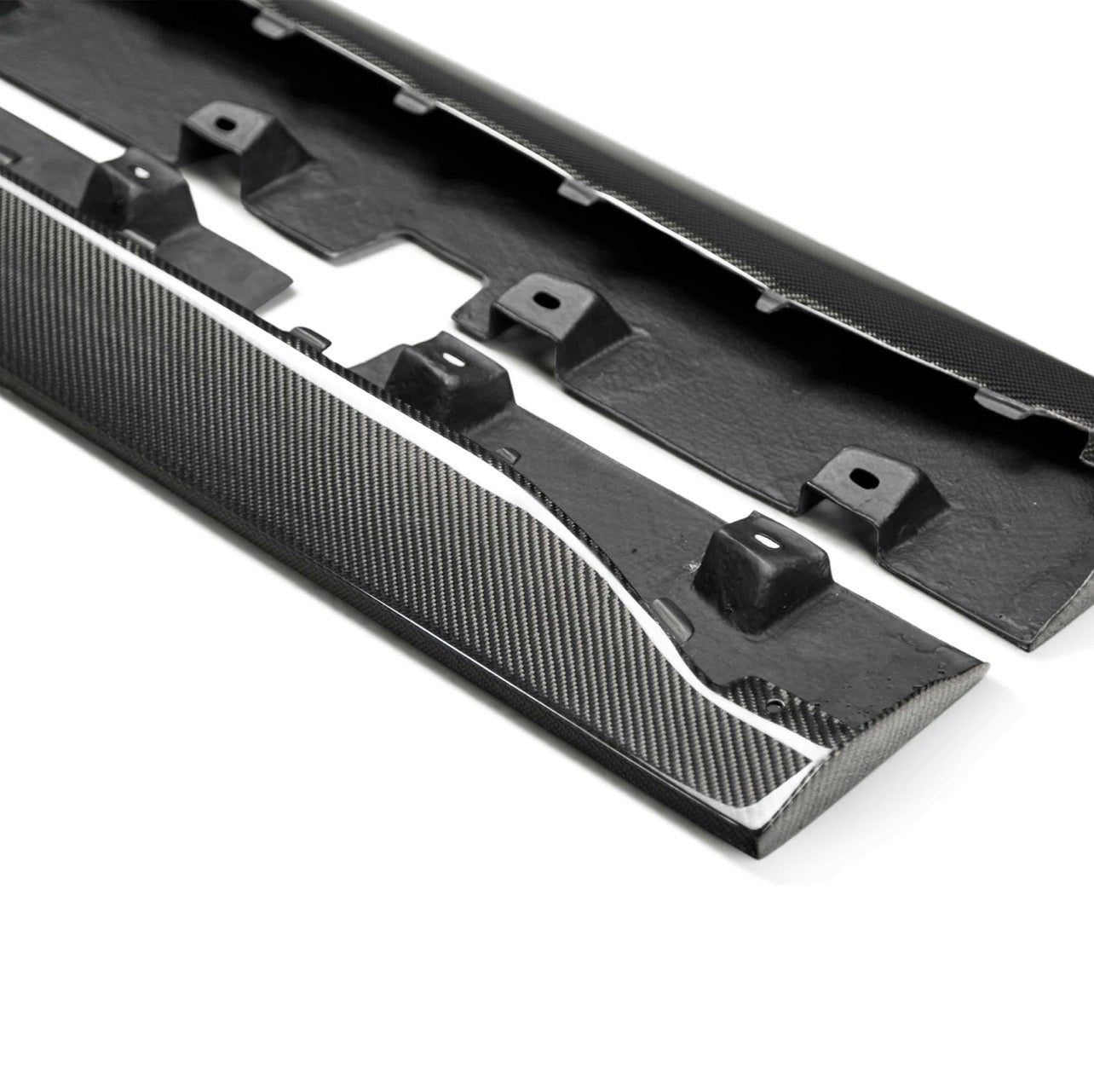 Type-OE carbon fiber side rocker splitters for 2015-2023 Ford Mustang