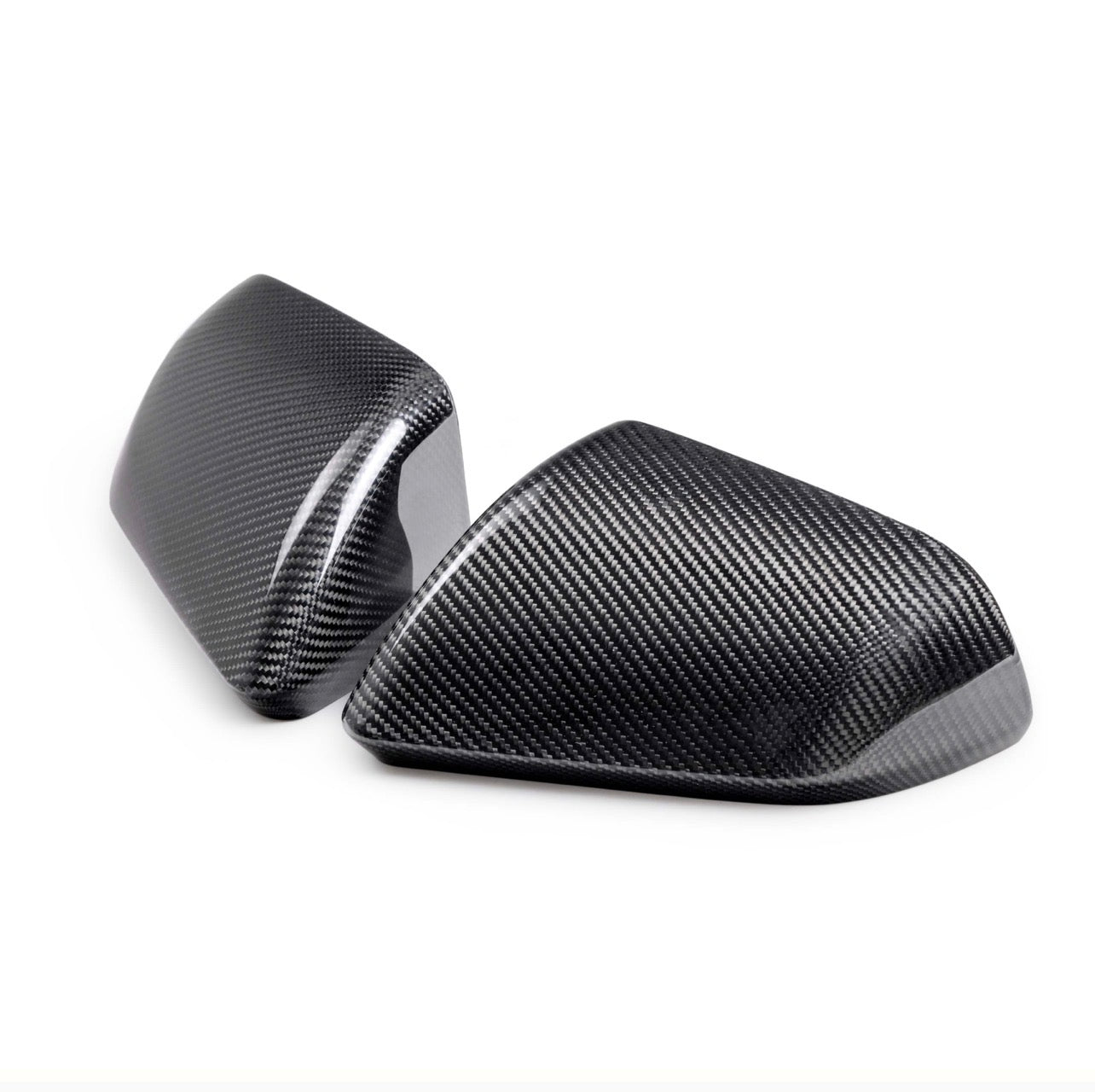 2015 - 2024 Mustang Carbon Fiber Side Mirror Cover Set Without Turn Signals (Gloss Finish)